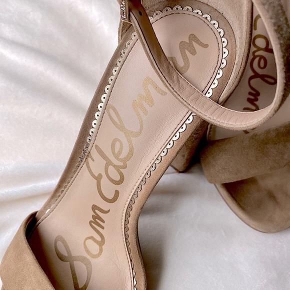 Sam Edelman Suede Block Heel Sandals | Size 7.5W | Nude Suede - Picture 10 of 10